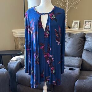 Free People Blue Floral Top
